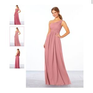 Mori Lee Chiffon Bridesmaids Dress in Desert Rose